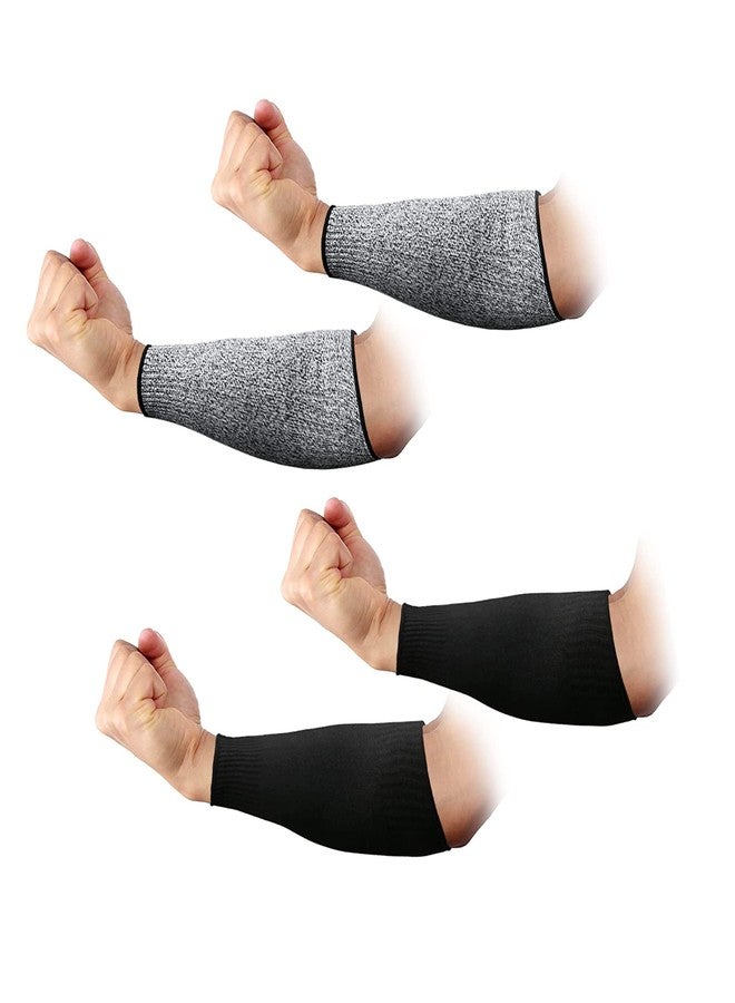 CAWANFLY 2 Pairs Protective Arm Sleeves, Cut Resistant Sleeve Arm Protectors Anti Abrasion Safety Armband for Garden Kitchen Work (Black+Grey) - Image 1